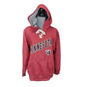 Minnesota Hooded Sweatshirt Muted Red Fleece Lined Thermal Hood Adult Large